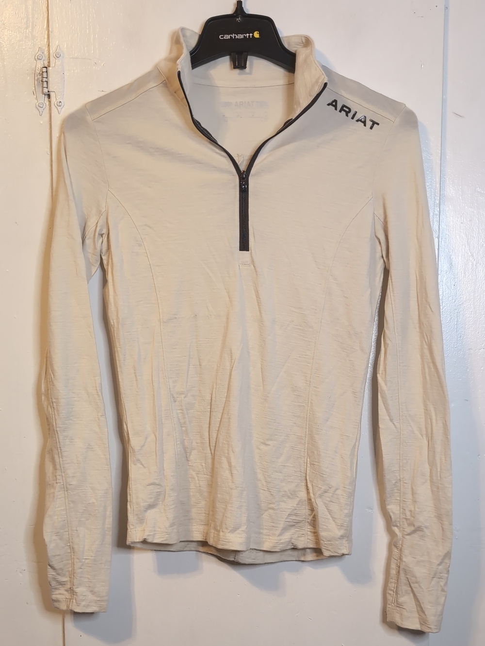 Ariat Cheviot 1/4 Zip Long Sleeve Wool Baselayer - Summer Sand womens medium